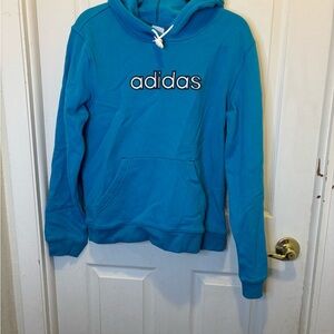 adidas Teal Blue Hoodie with White Drawstring